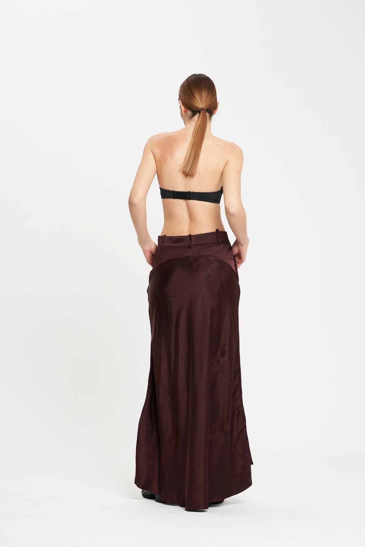 Masnada Beetroot jacquard maxi skirt