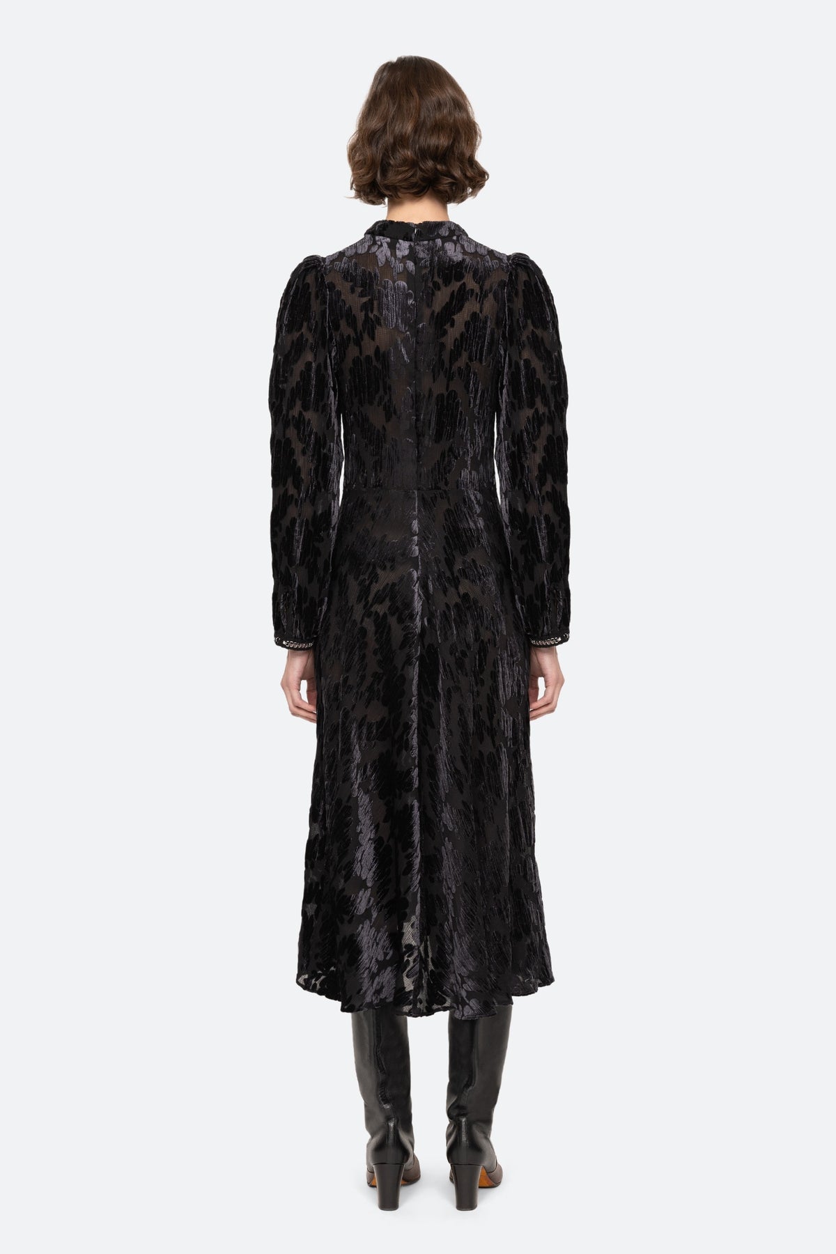 REGINE BURNOUT L/SLV MIDI DRESS (D2)