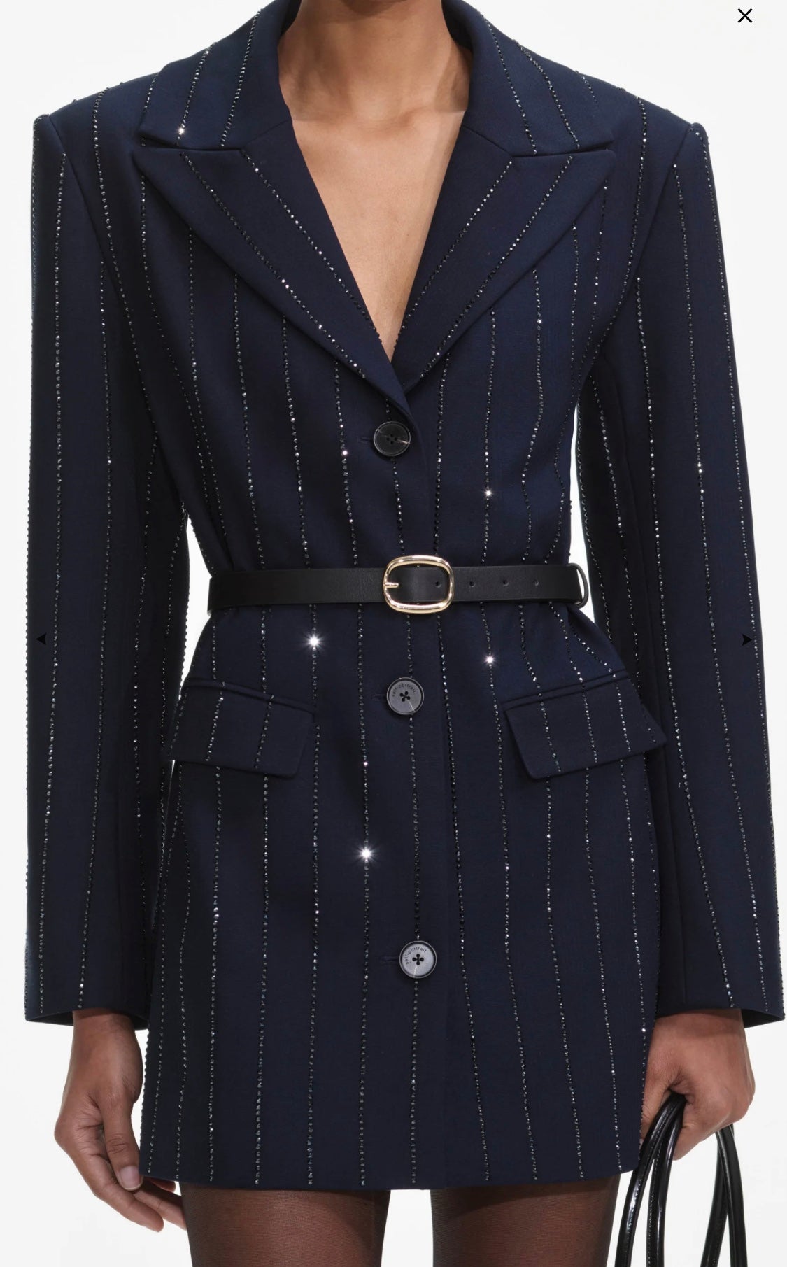 Self Portrait Rhinestone Pinstripe Blazer
