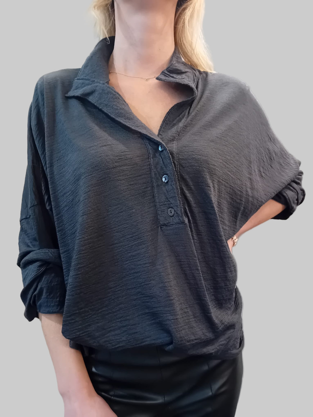 Transit Oversized Wool Jersey Polo Shirt