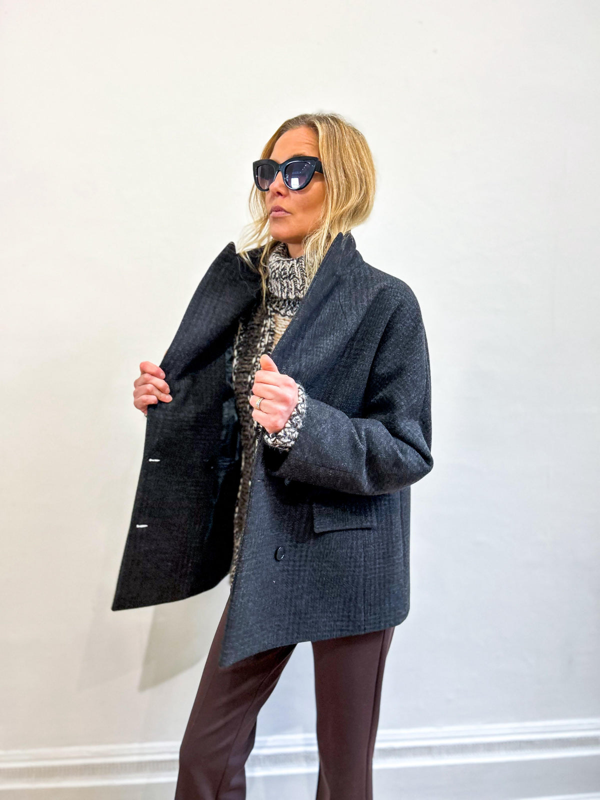 Square Peacoat Check