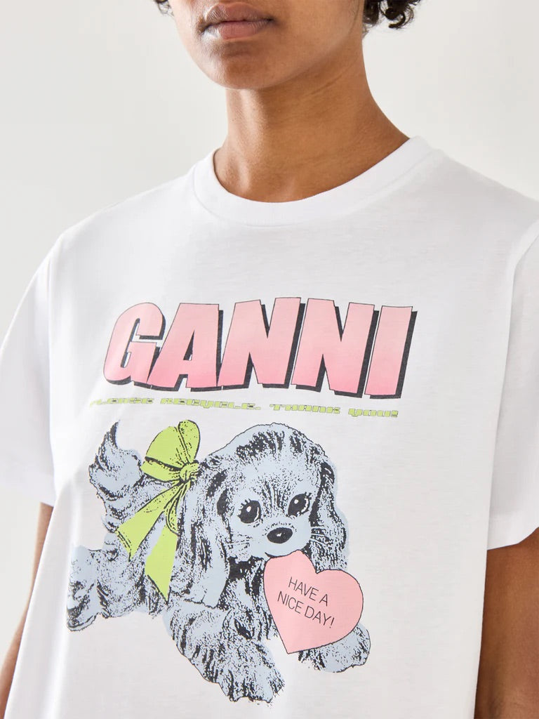 Ganni Basic Cotton Jersey Neon Puppy  T-shirt