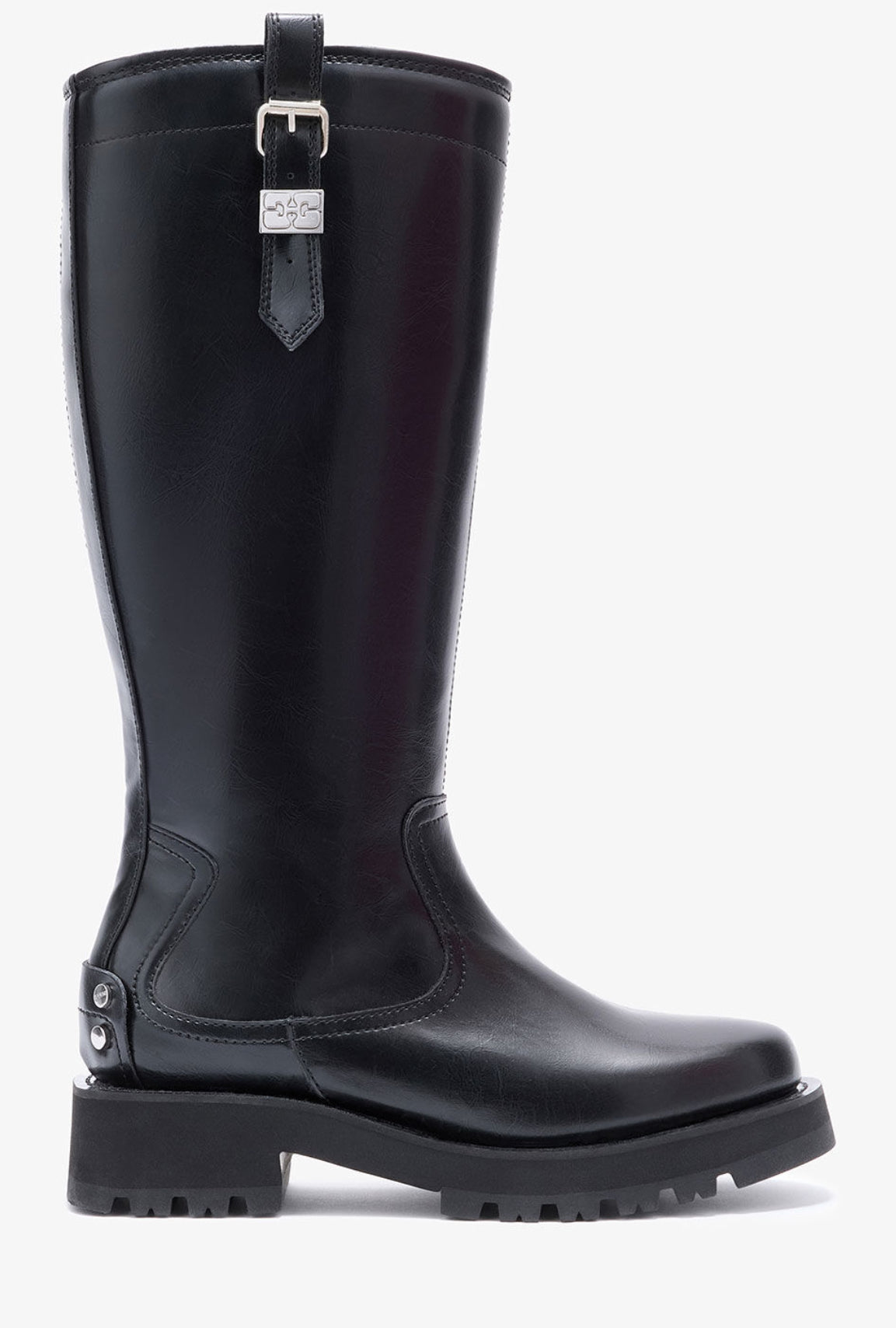 Ganni Studs High Boot Crinkle Oleatex