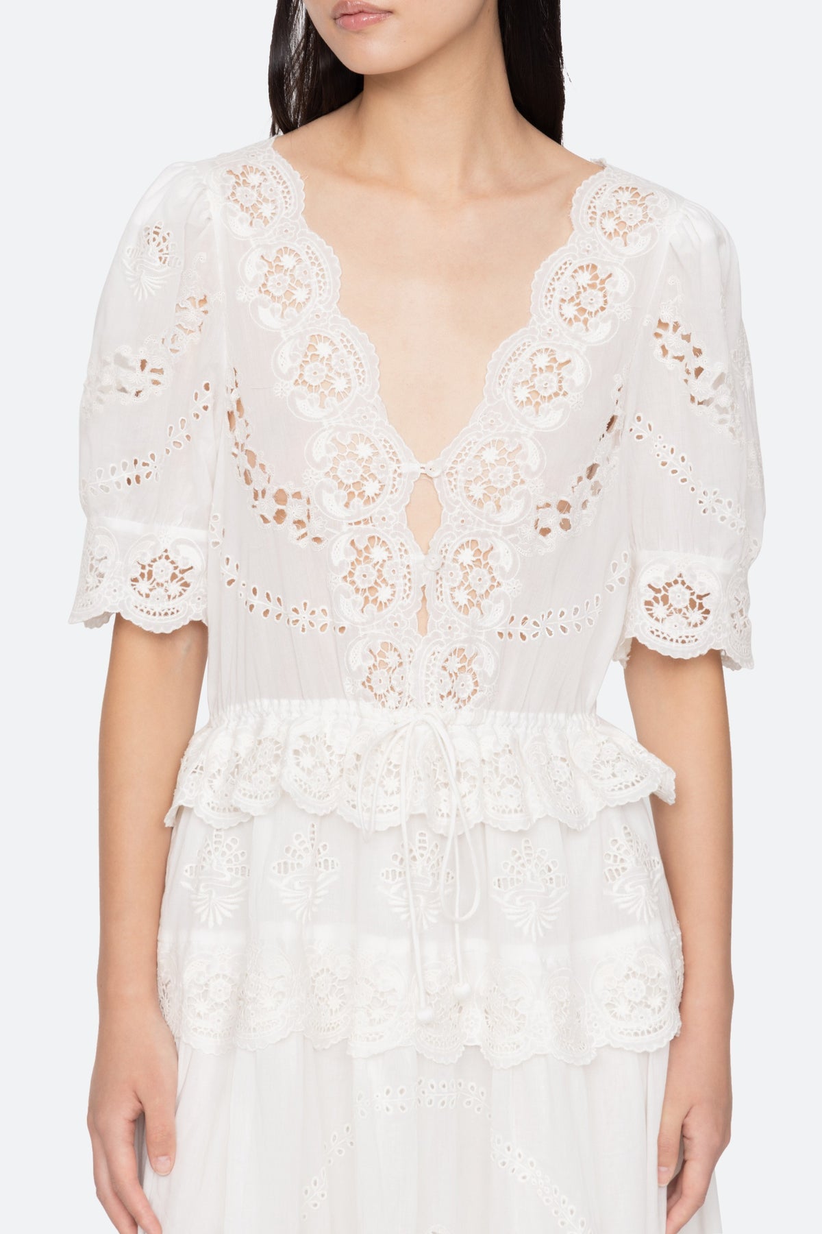 SOFIA EMBROIDERY PUFF SLV DRESS (D1)