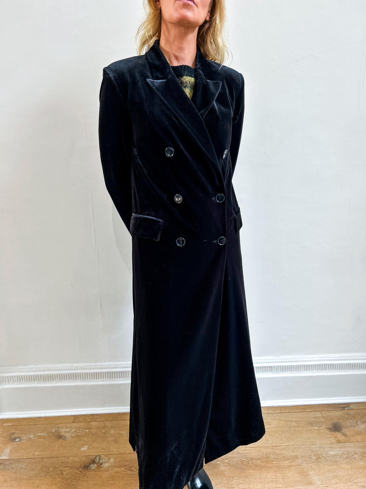 Square Long Velvet Coat