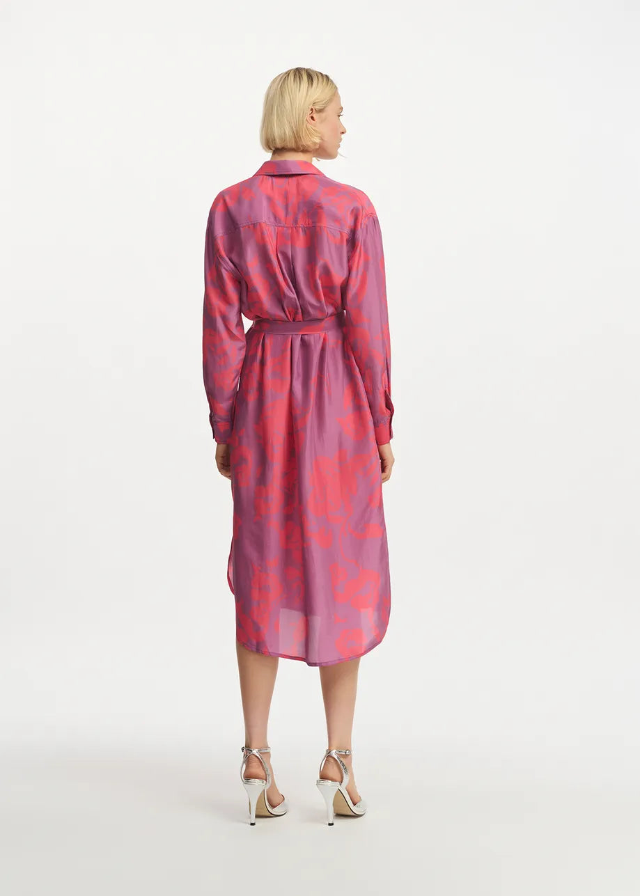 Essentiel Antwerp Foxglove Silk Shirt Dress