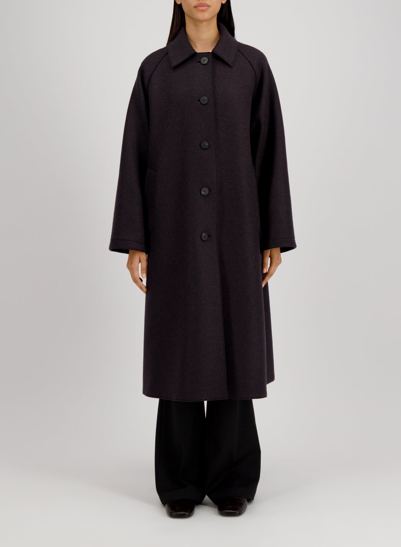 Women balmacaan patterned cashmere blend