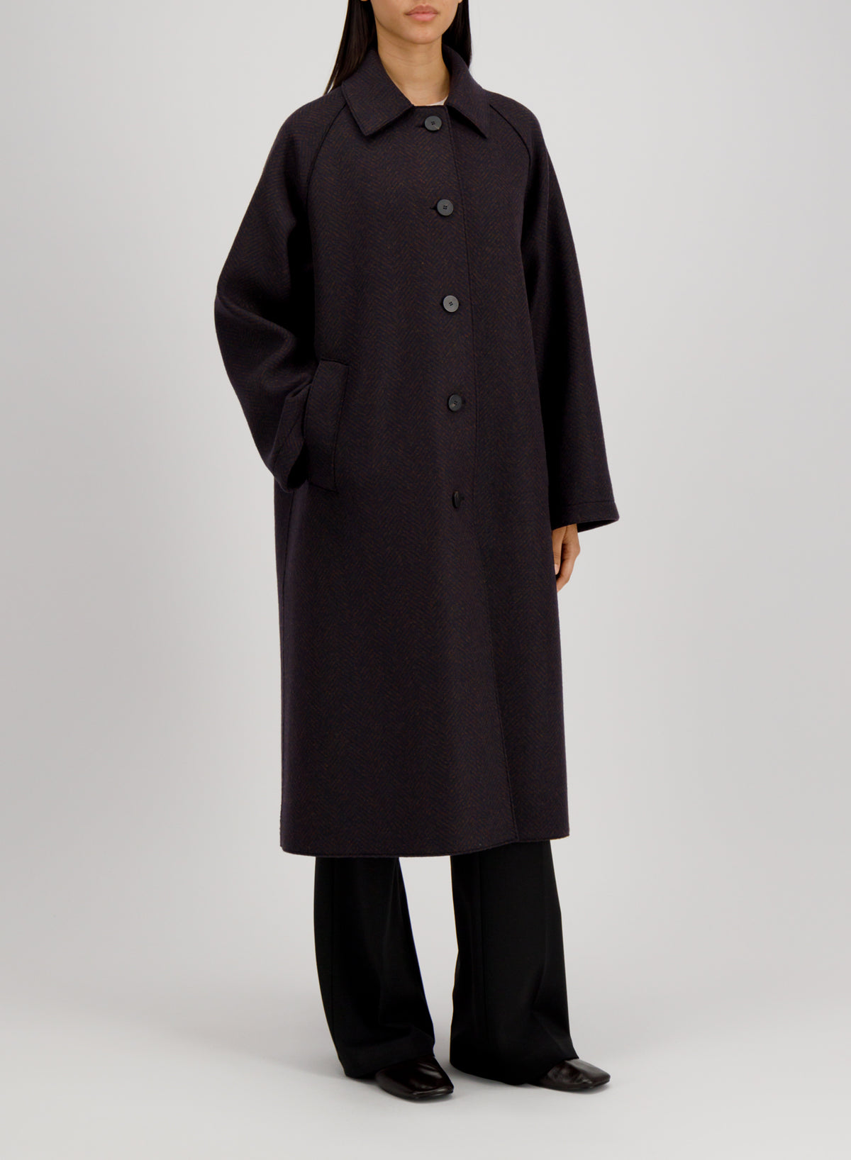 Women balmacaan patterned cashmere blend