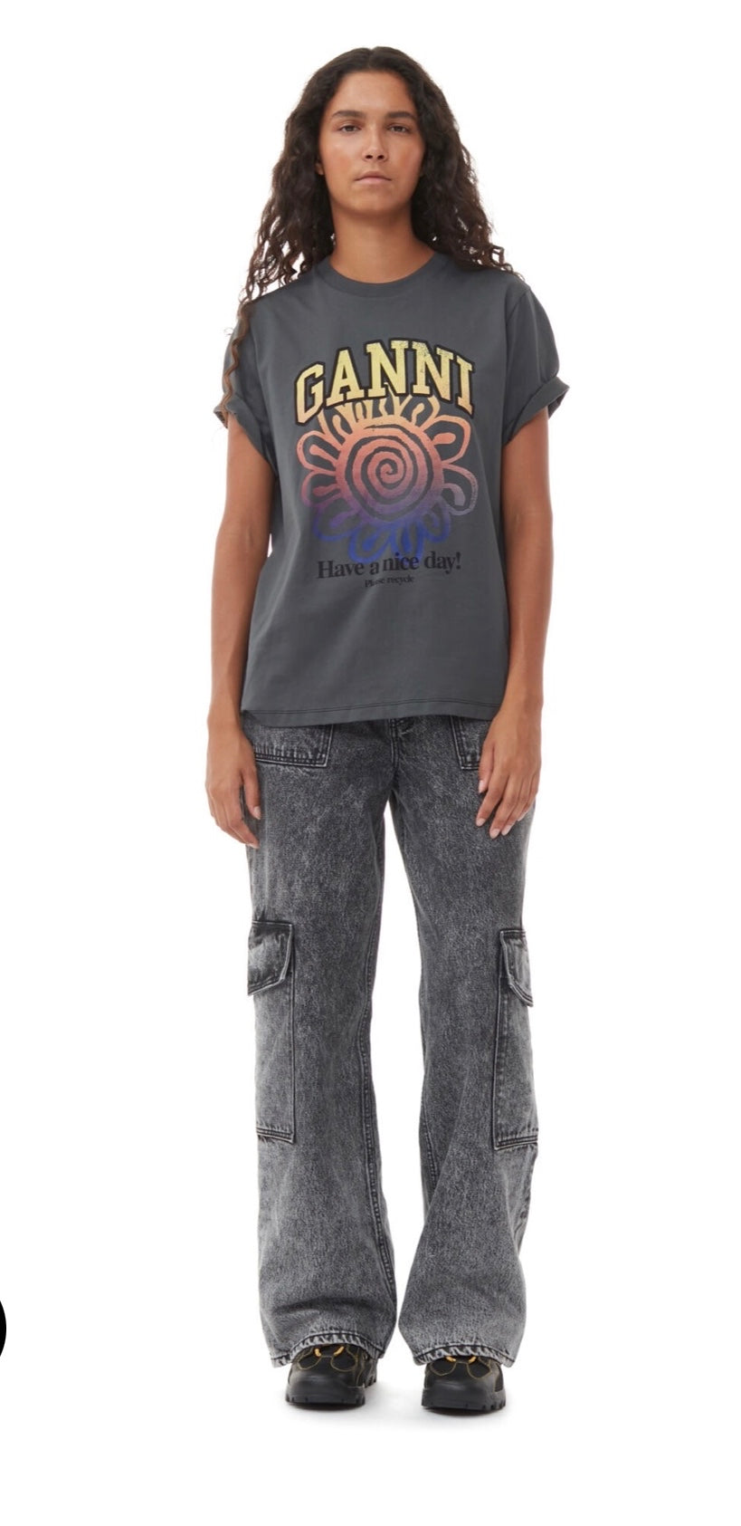 Ganni Basic Jersey Flower Relaxed T-Shirt