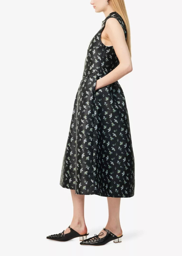 Ganni Floral Jacquard Midi Dress