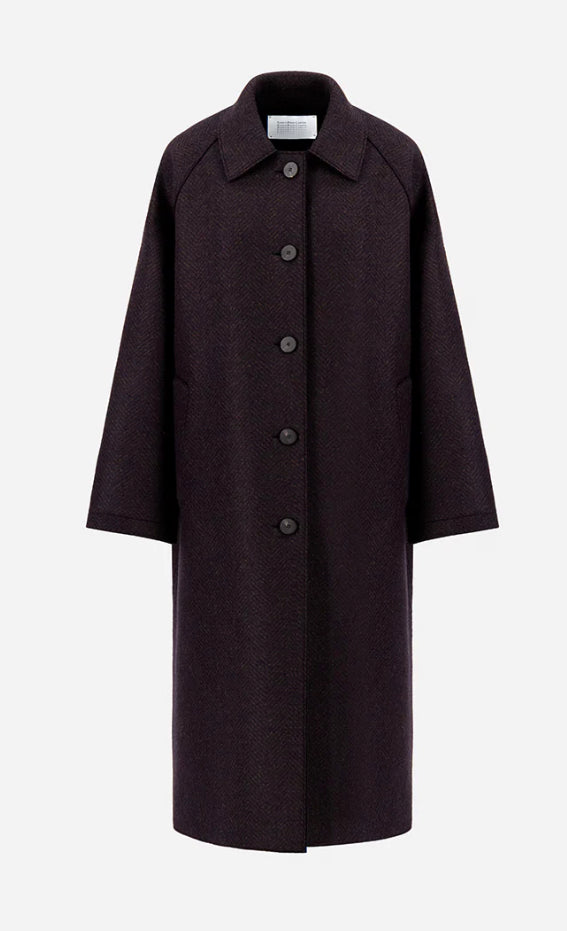 Harris Wharf Balmacaan patterned cashmere blend Coat