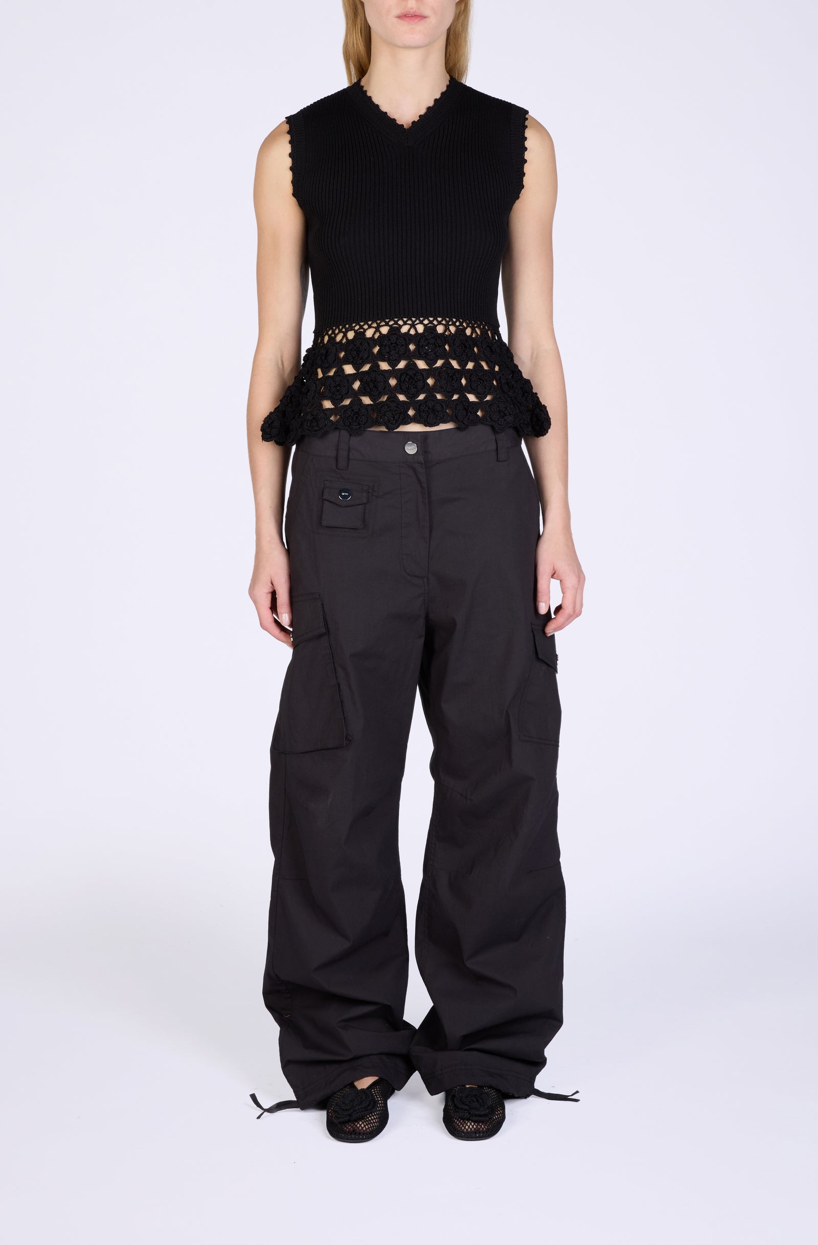 Fine Cotton Rib Crochet Vest