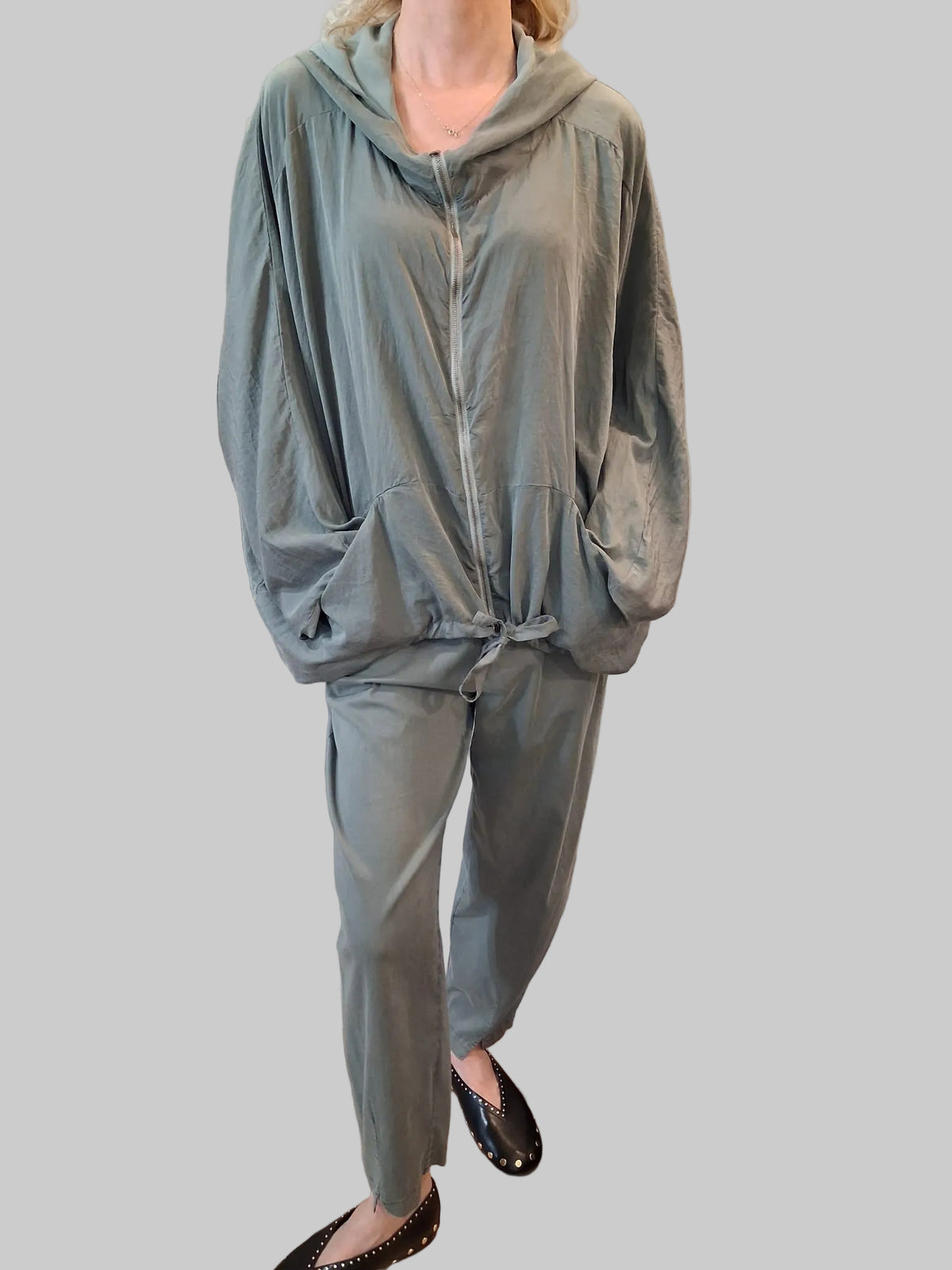 Transit Wide-fitting reversible jacket with kimono sleeves in silk blend