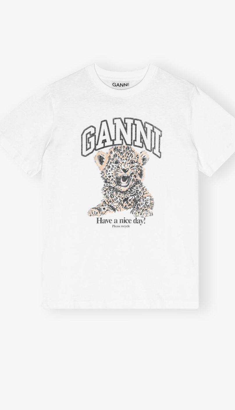 Ganni Basic Jersey Leopard Relaxed T-Shirt