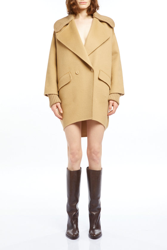 Parosh Wool Coat With Knit Detail