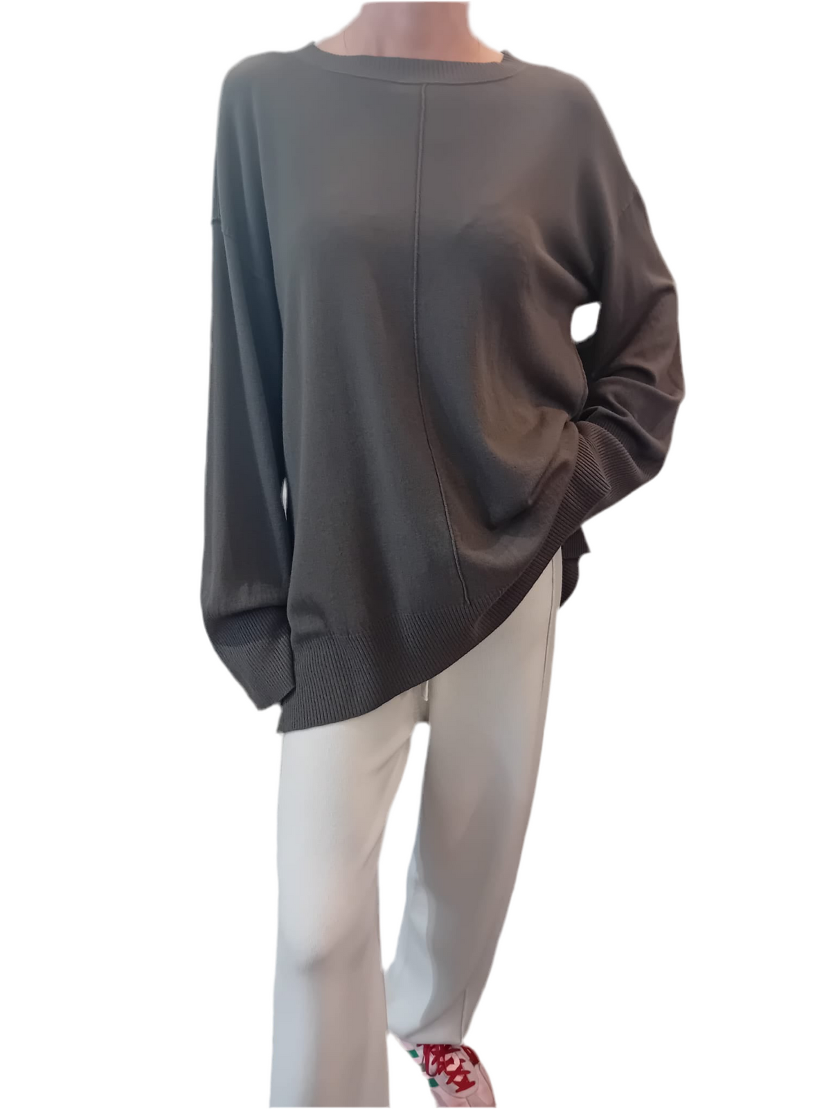 Transit Stretch Oversized Knit with Ribbed Inserts