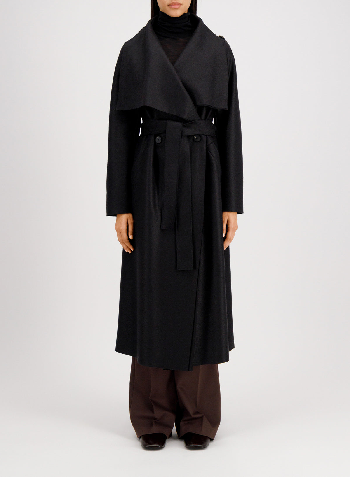 Women long volcano coat pressed wool
