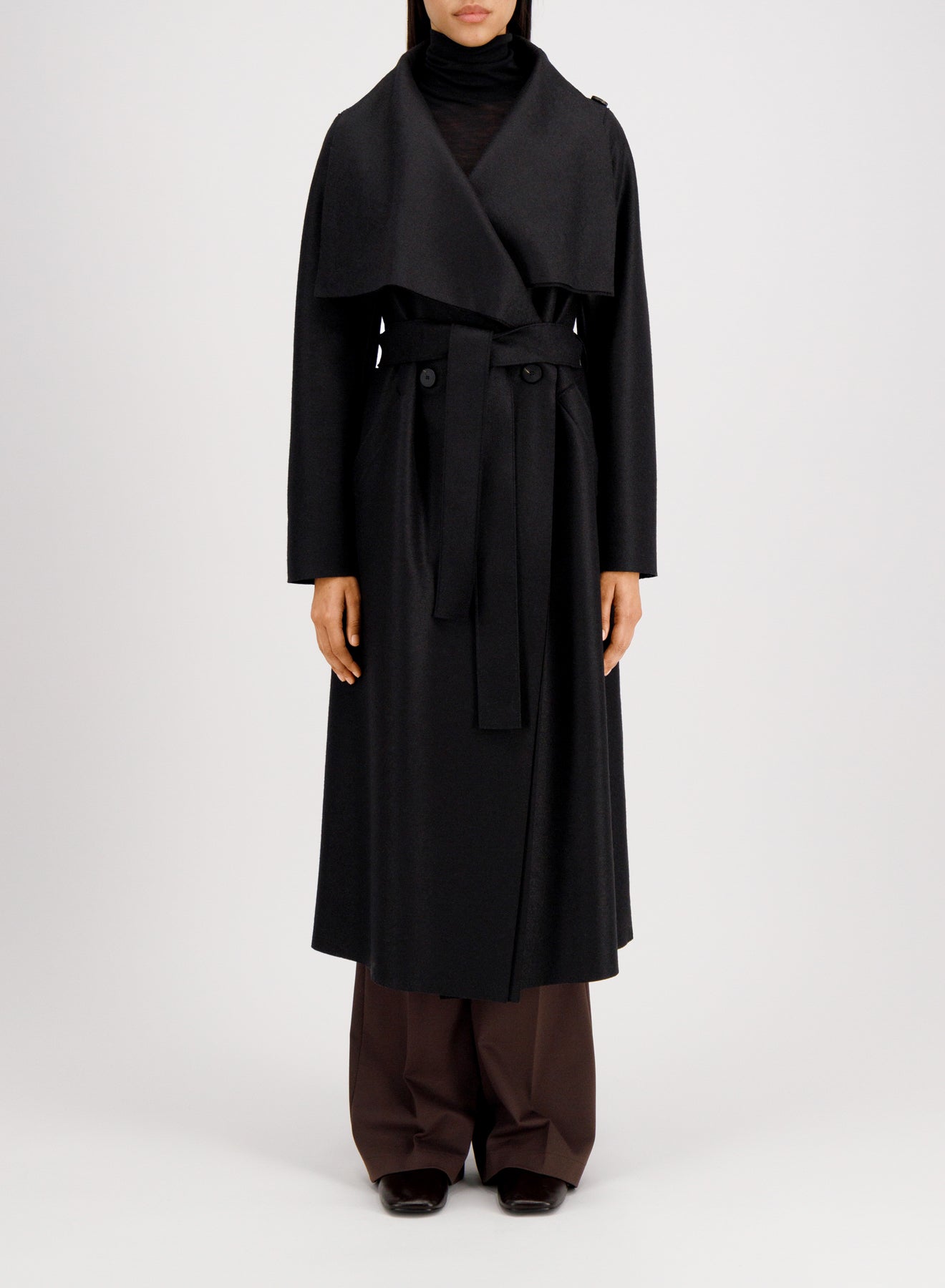Women long volcano coat pressed wool