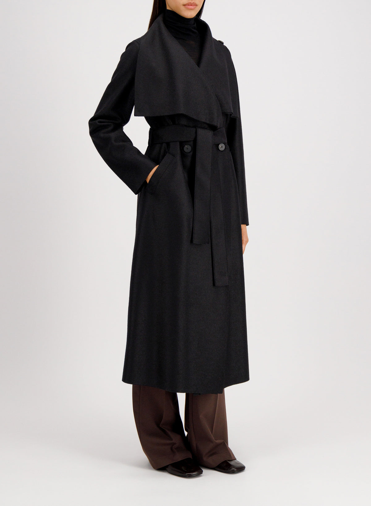 Women long volcano coat pressed wool