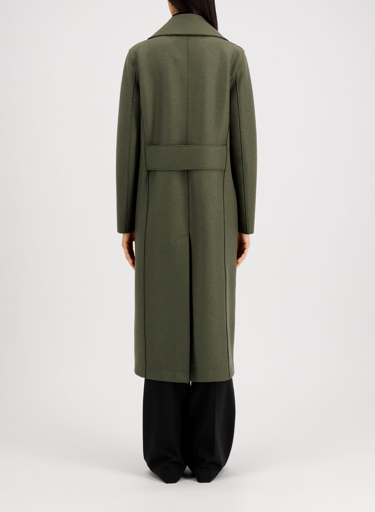 Women military coat with golden buttons pressed wool