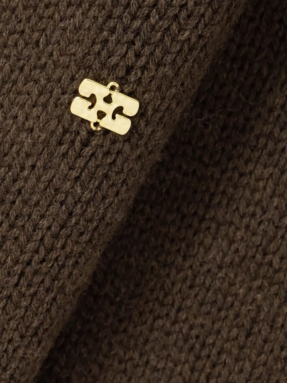 Ganni Chunky Yak Mix Open Back Turtleneck