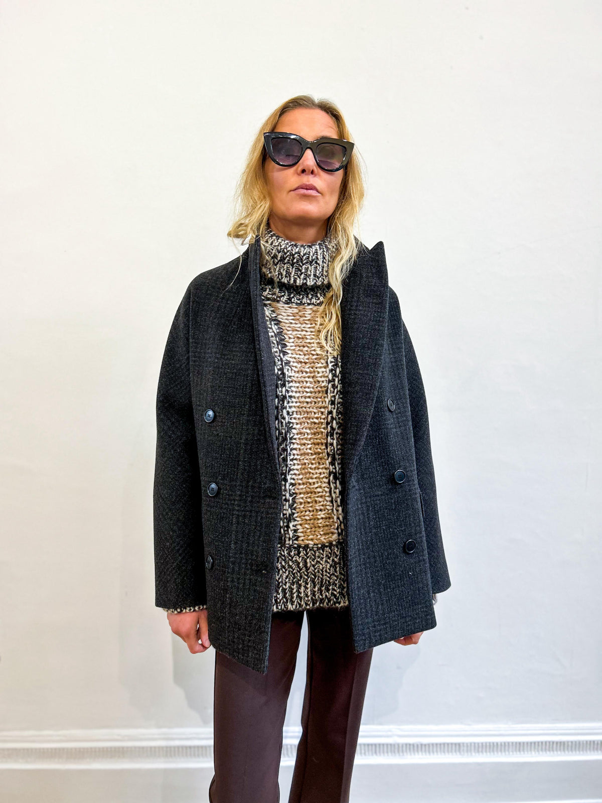 Square Peacoat Check