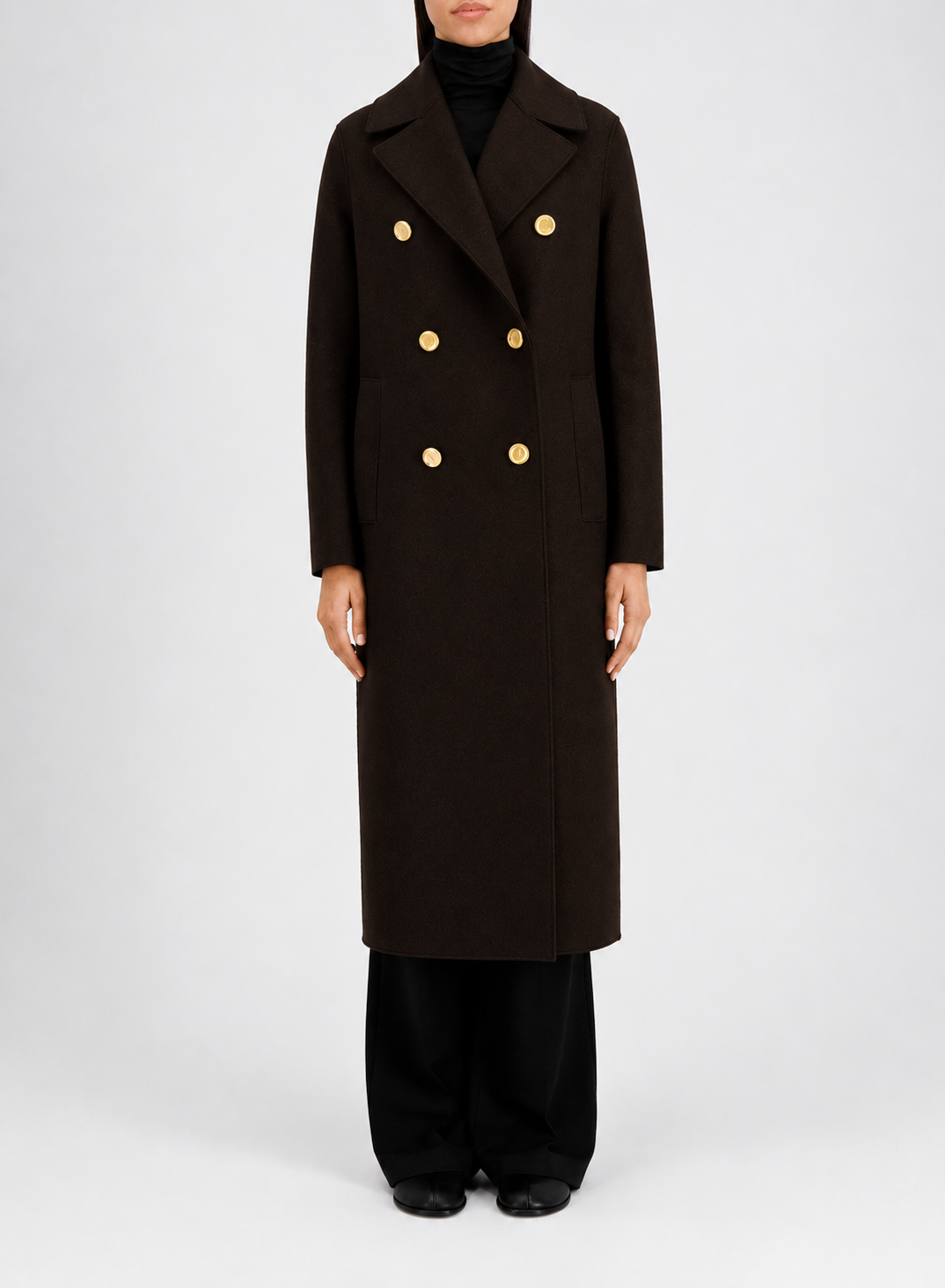 HARRIS WHARF MILITARY COAT WITH GOLDEN BUTTONS AND PRESSED WOOL