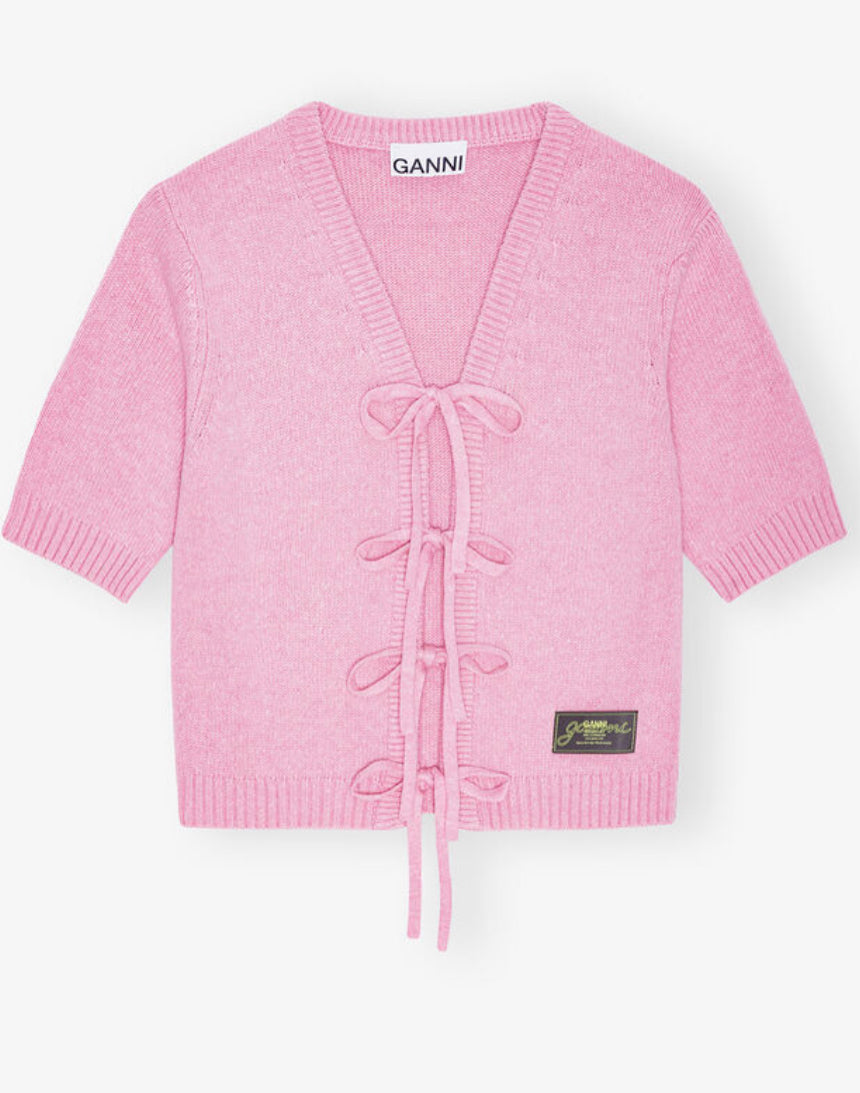 Ganni Future Wool Mix Short Sleeve Cardigan
