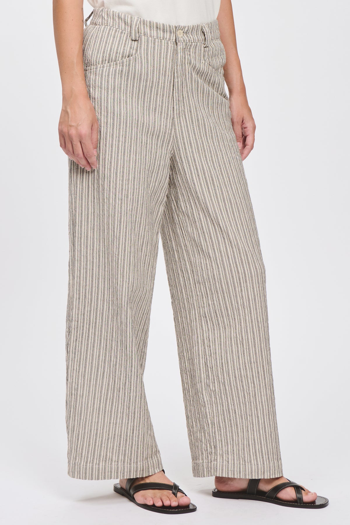 Transit Wide-leg trousers in embossed striped cotton blend