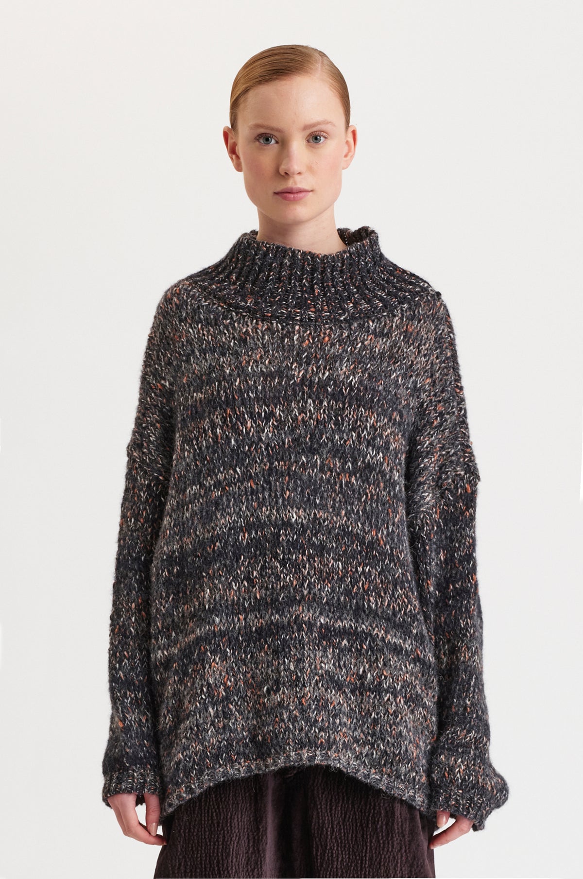 TRANSIT HIGH NECK OVERSIZED KNIT WITH DROPPED SHOULDERS