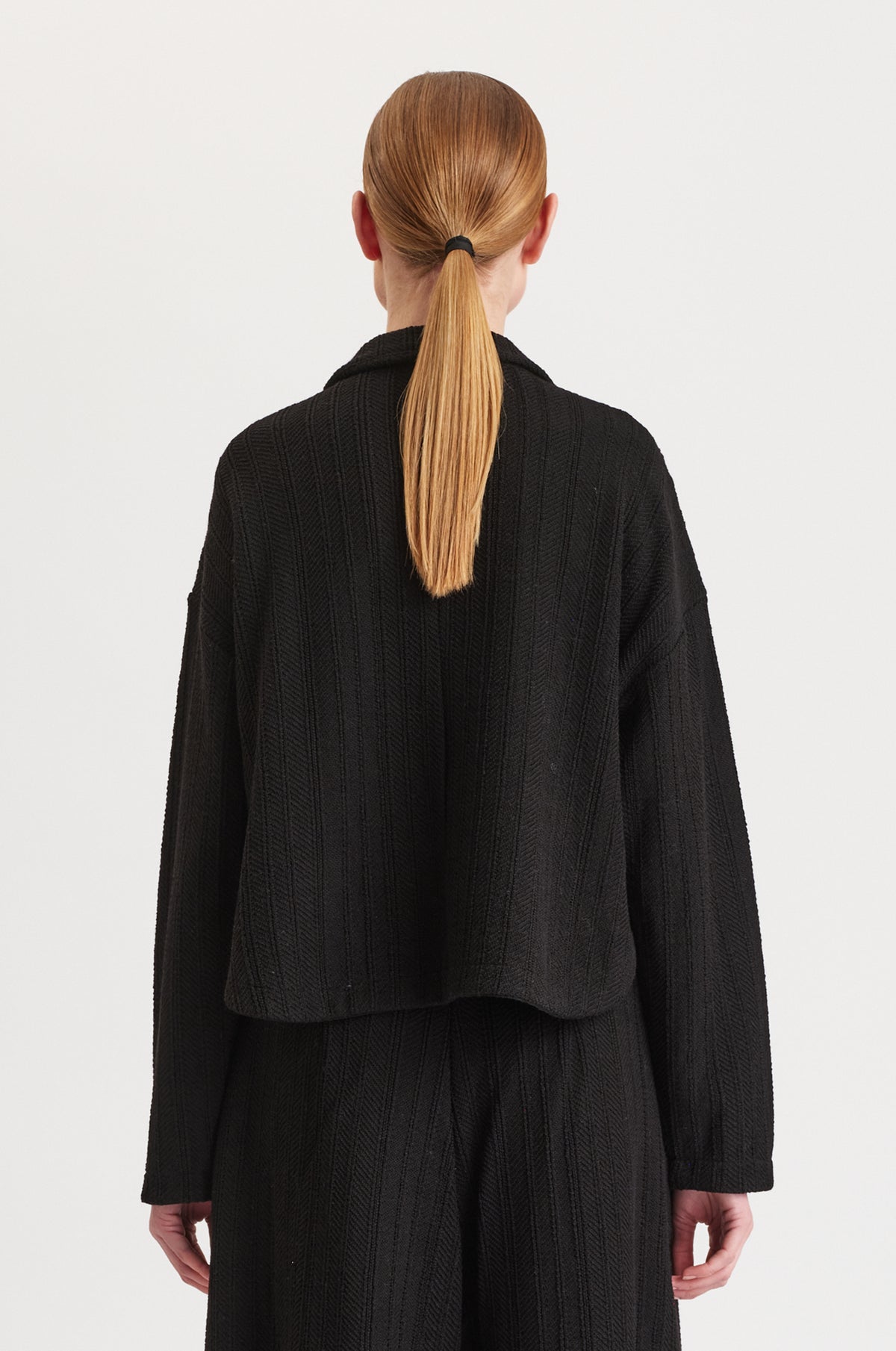 TRANSIT COMFORT FIT JACKET IN CHEVRON WOOL WITH ROUNDED BOTTOM