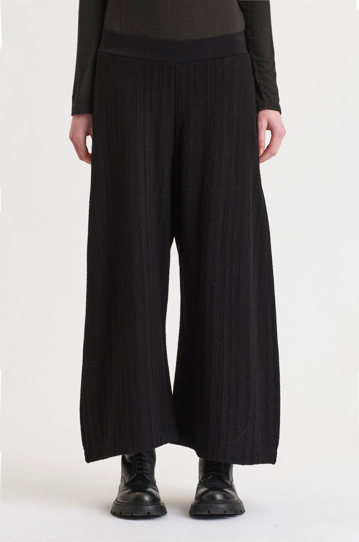 TRANSIT LOW-CROTCH TROUSERS IN CHEVRON WOOL WITH KNITTED WAISTBAND