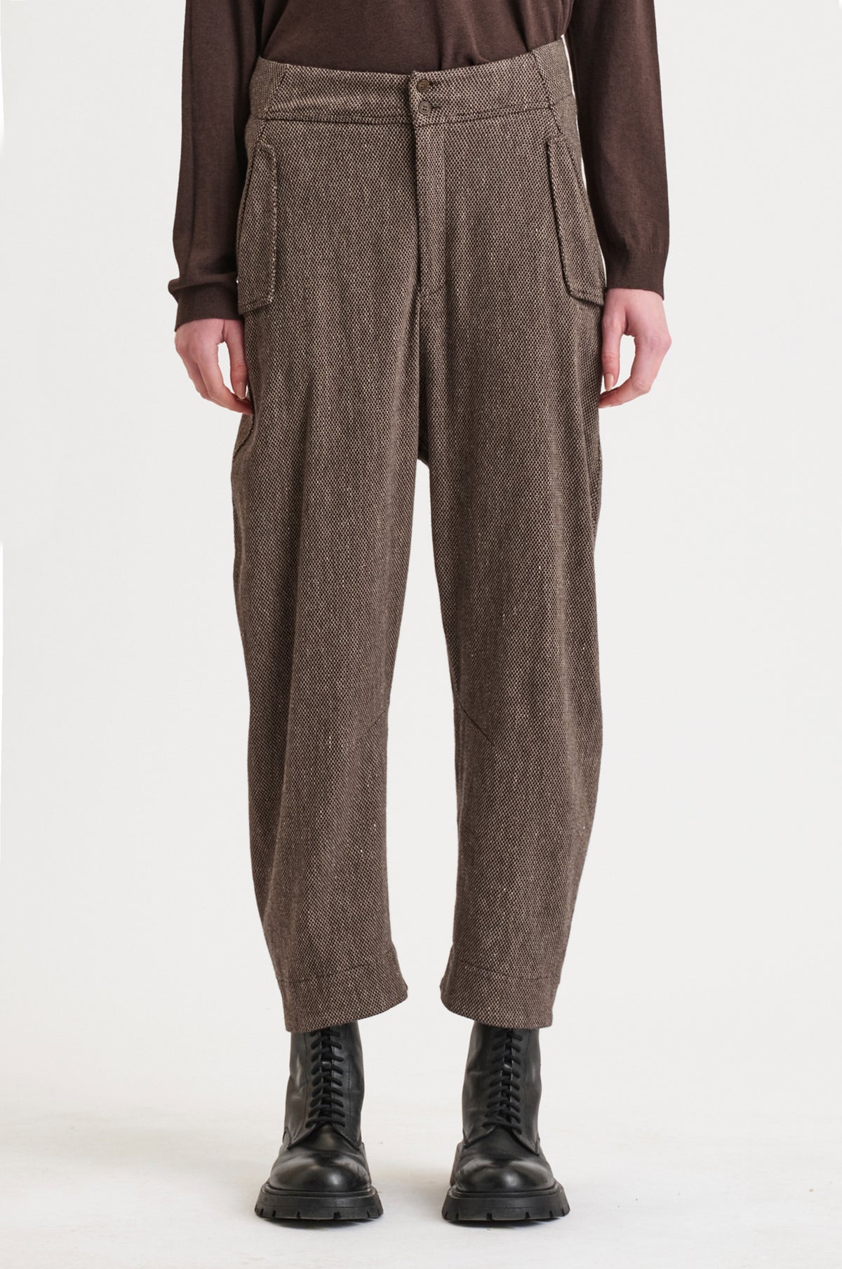 TRANSIT ERGONOMIC CUT TROUSERS IN COTTON, LINEN AND WOOL BLEND