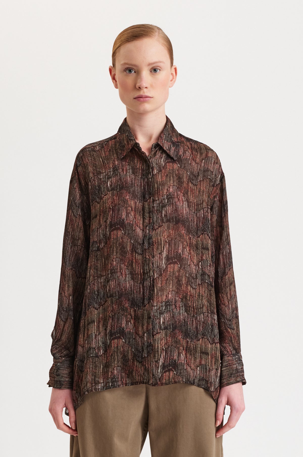 TRANSIT WIDE-BOTTOM SHIRT IN PRINTED VISCOSE GEORGETTE
