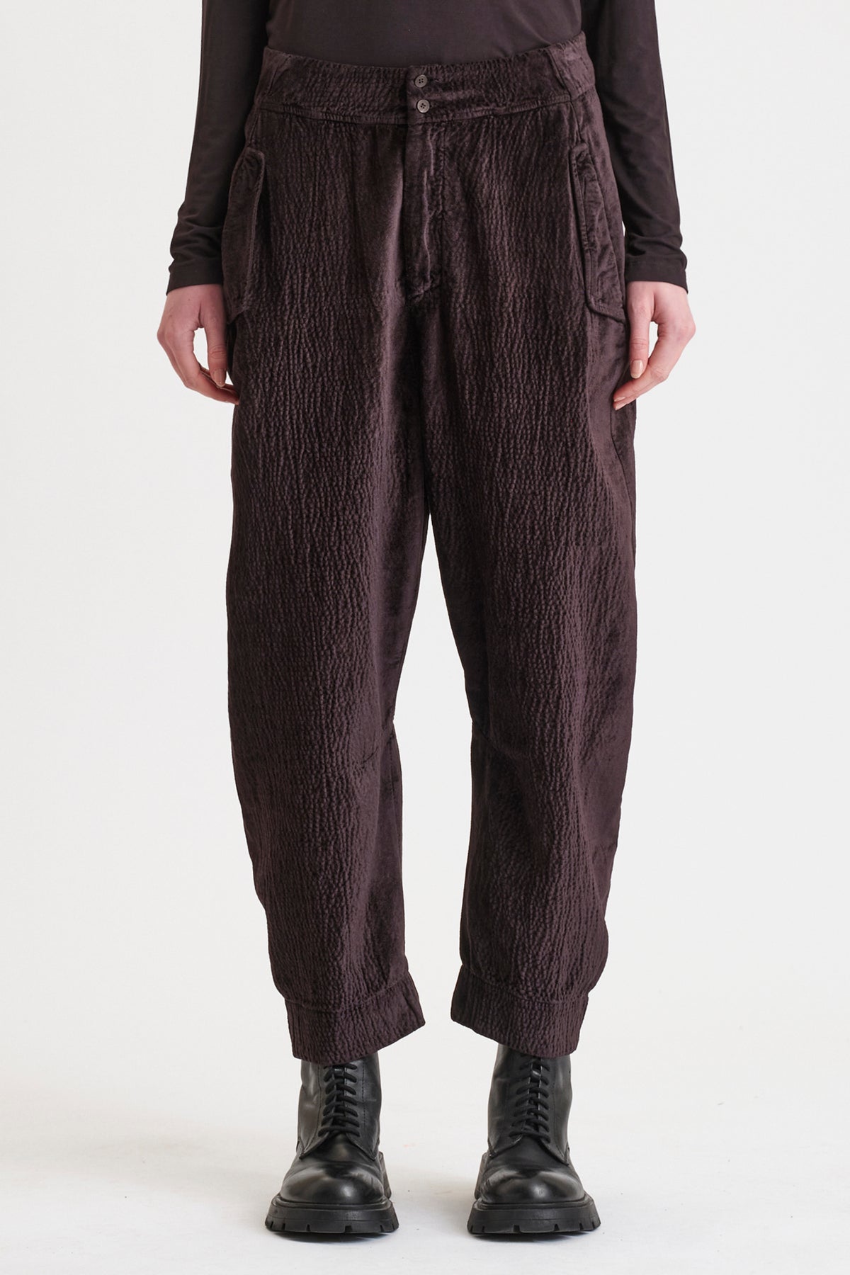 TRANSIT LOW CROTCH TROUSERS IN EMBOSSED VELOUR
