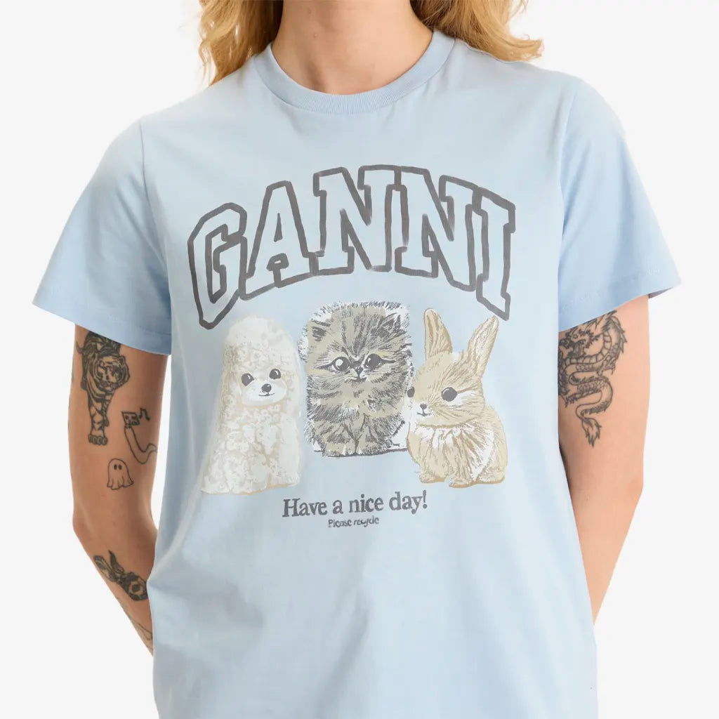 Ganni Animal Print Graphic T-Shirt