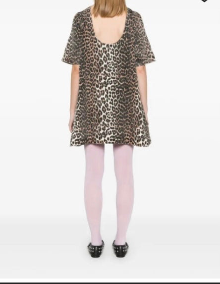 Ganni Leopard Open-back Mini Dress