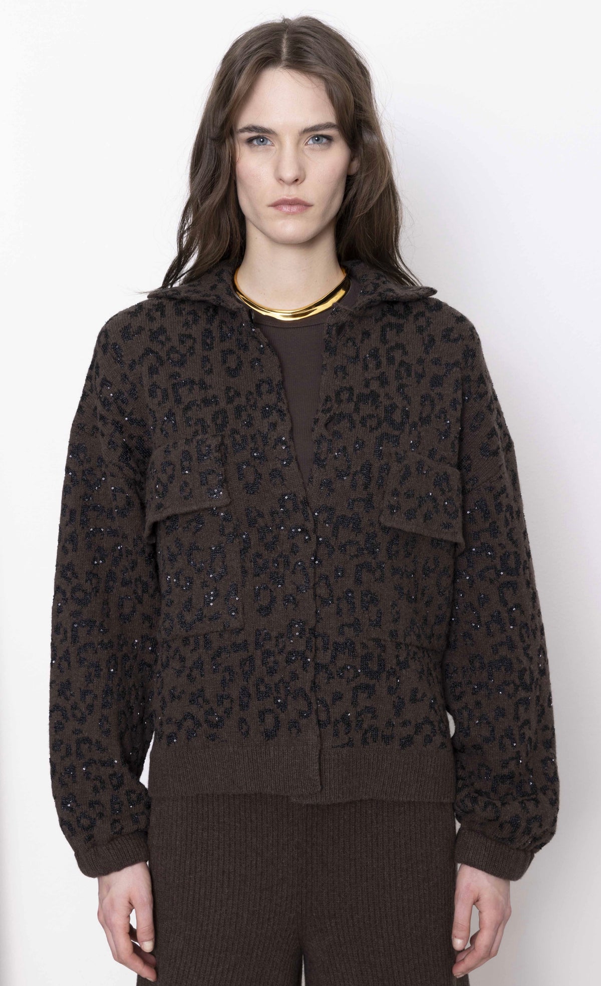 Nude Animalier Knit Cardigan with Sequins