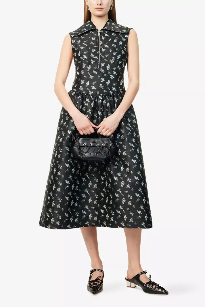 Ganni Floral Jacquard Midi Dress