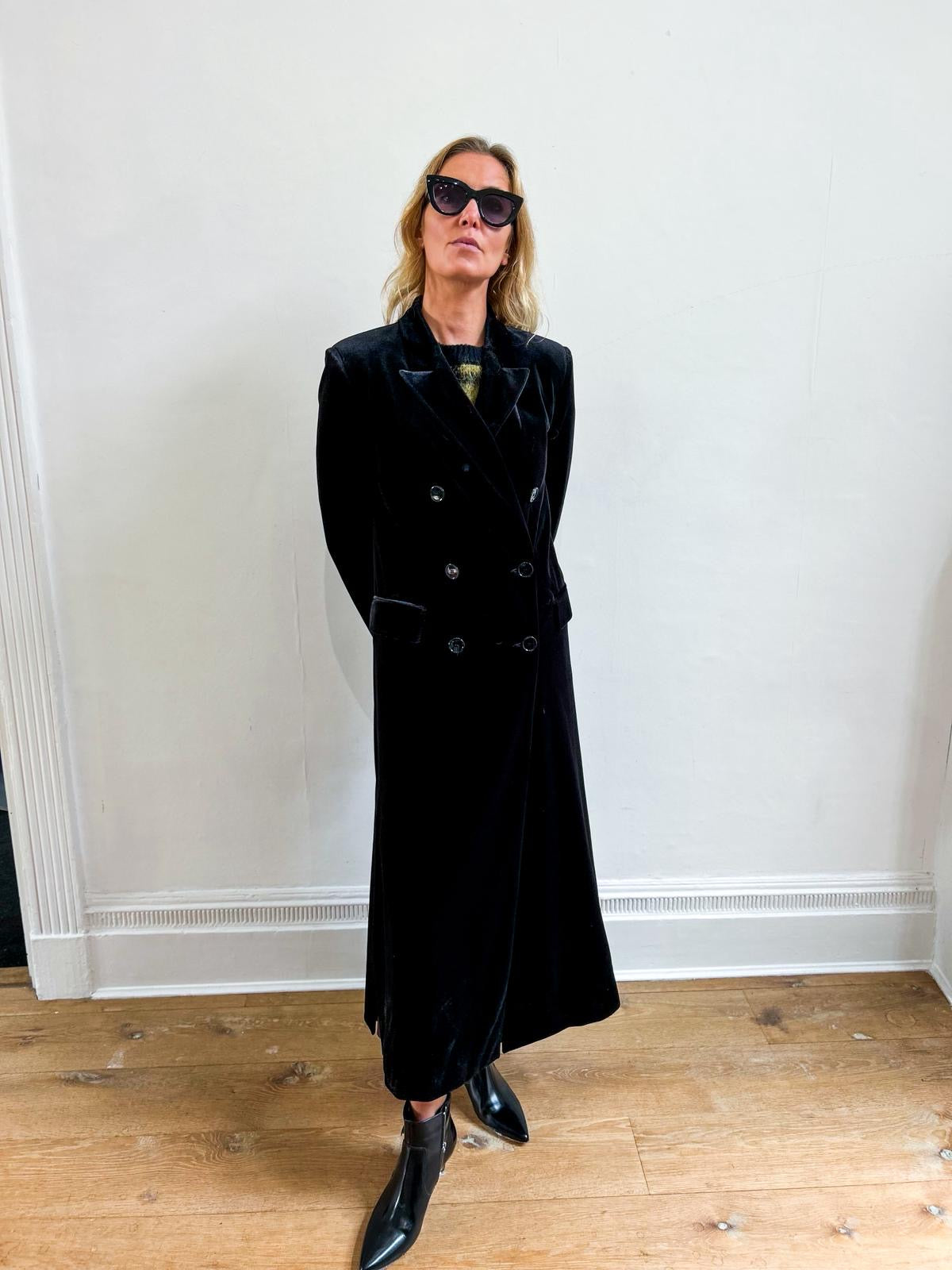 Square Long Velvet Coat