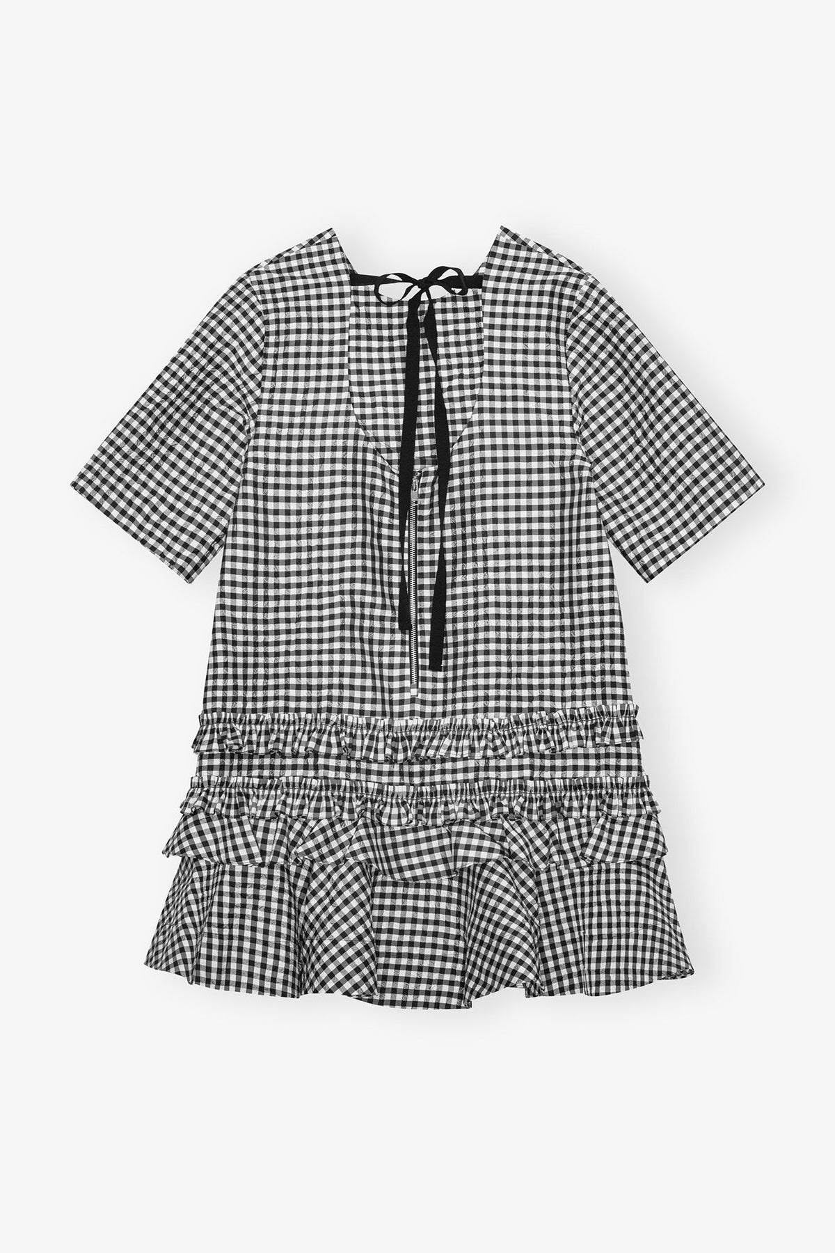 Ganni Crinkled Check Mini Dress
