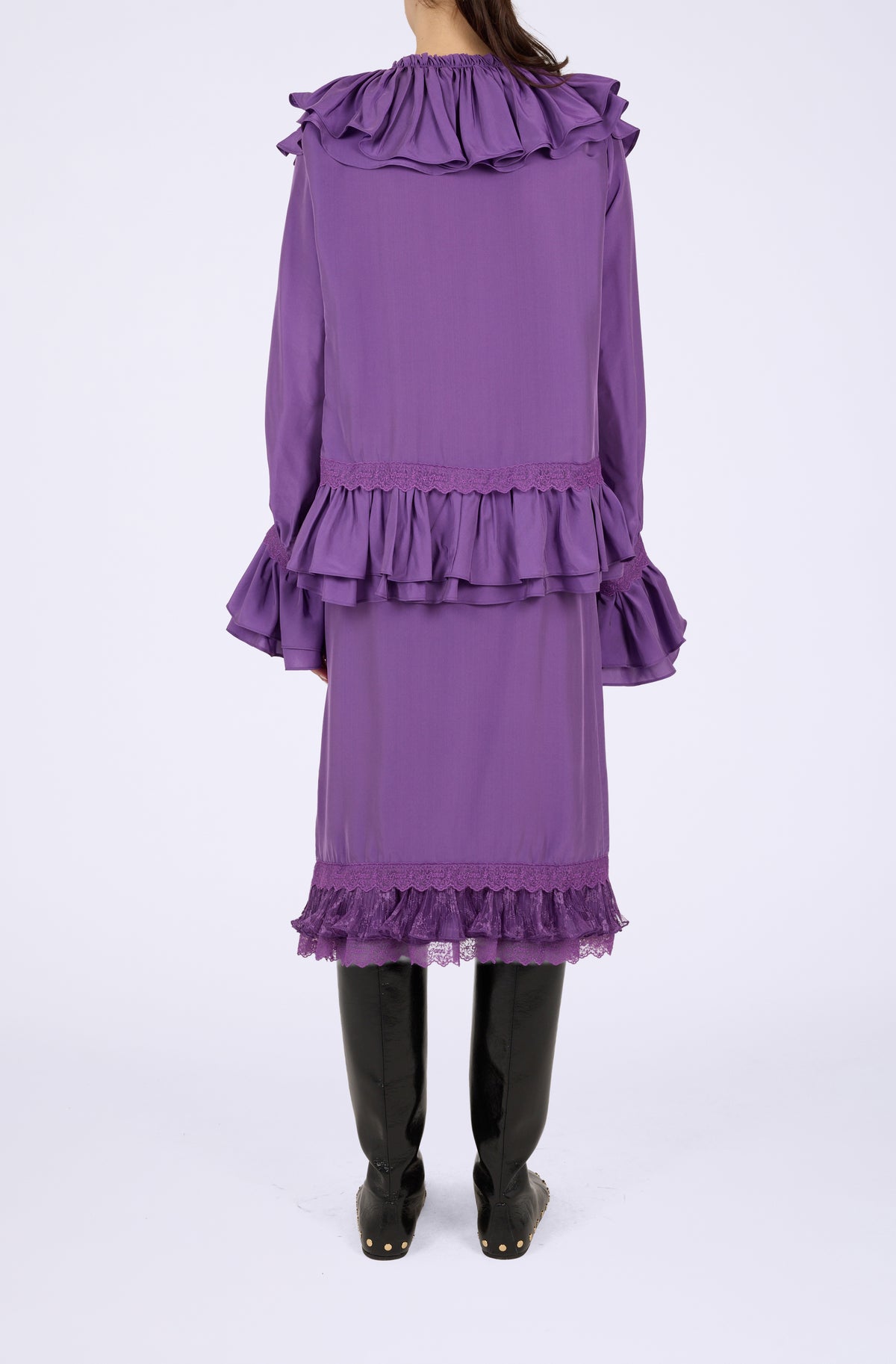Viscose Silk Habotai Frill Blouse