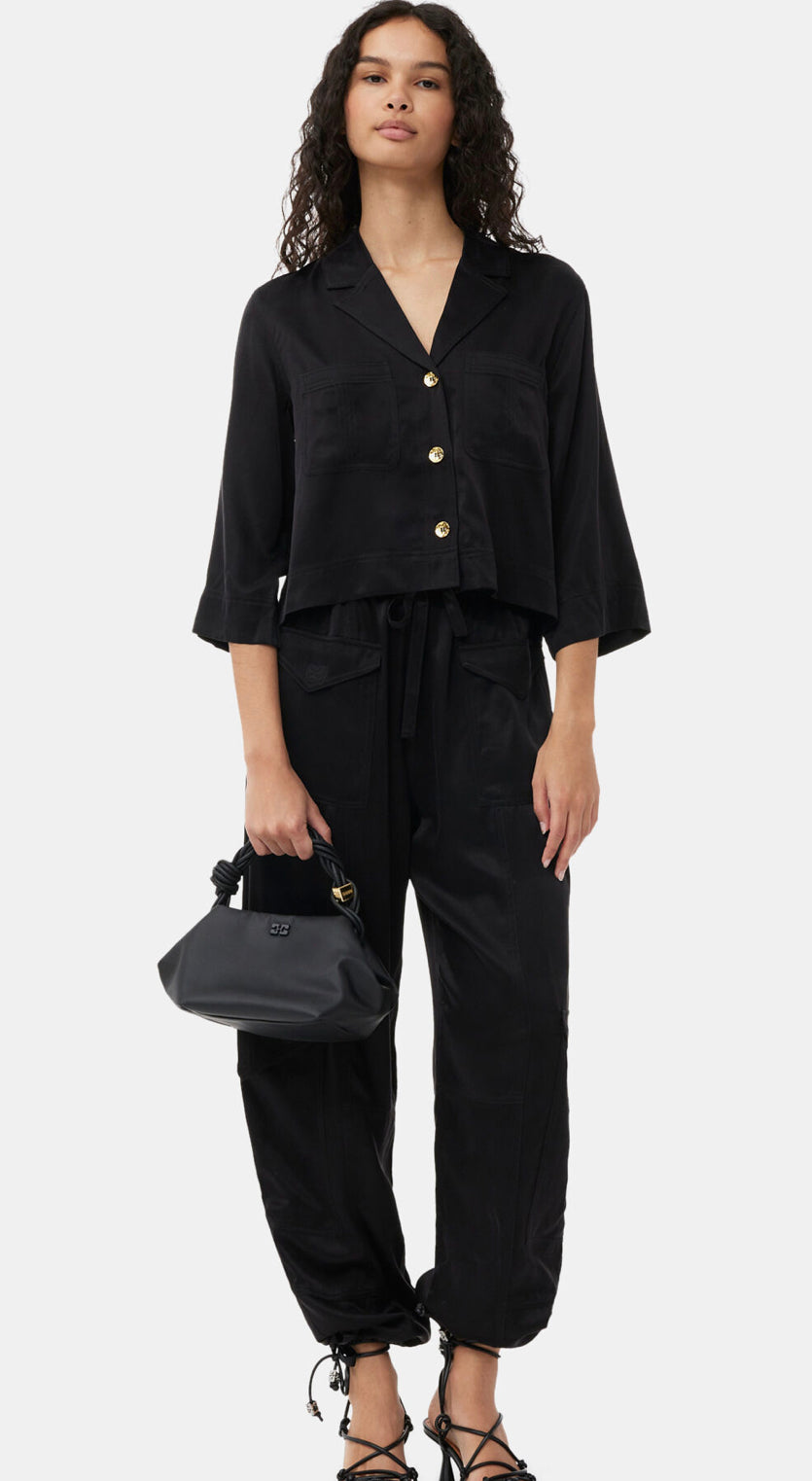 Ganni Washed Satin Pocket Trousers