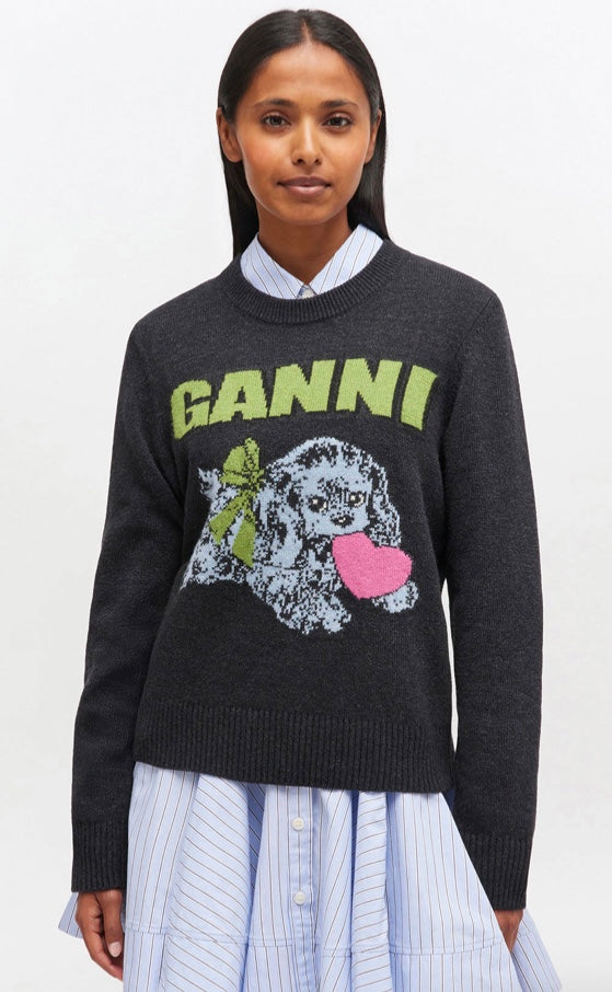 Ganni Graphic Wool Puppy Jumper