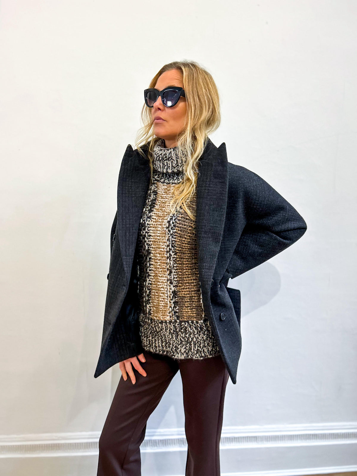 Square Peacoat Check