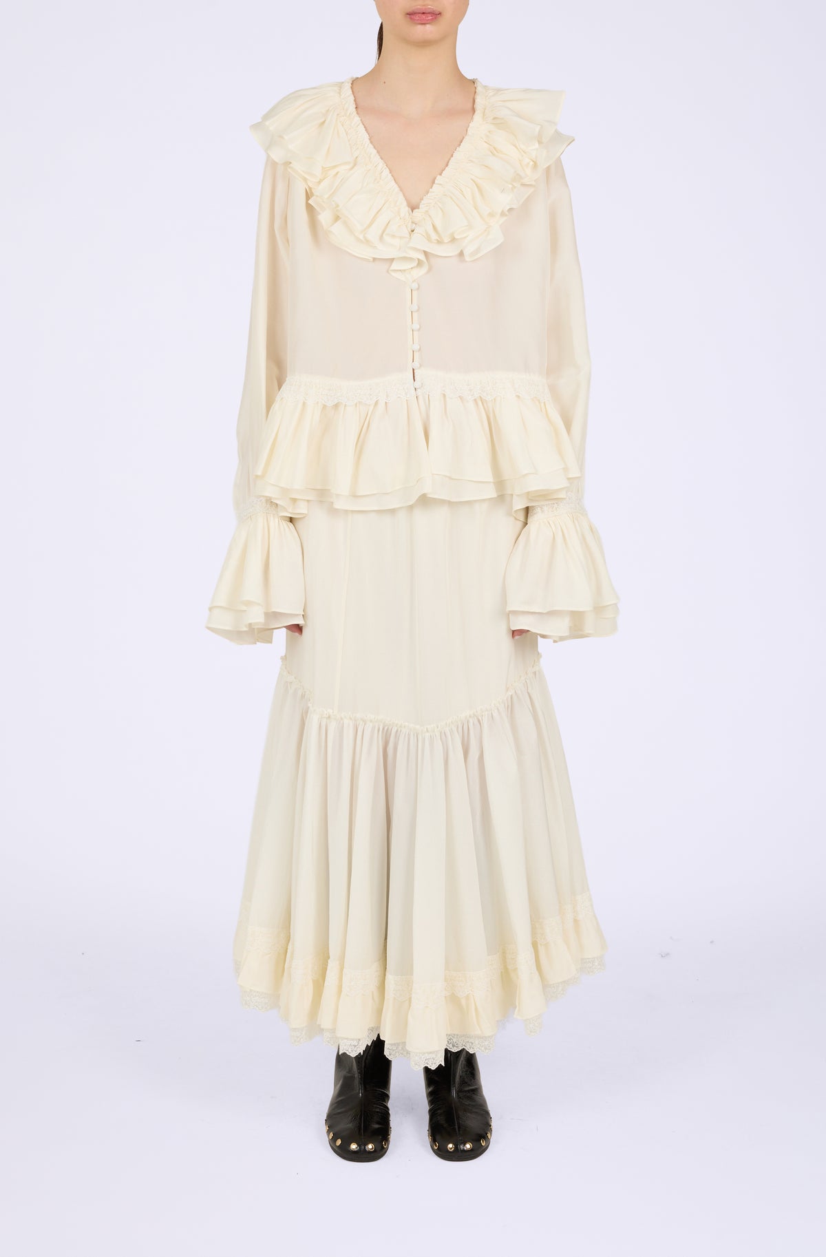 Washed Flyweight Nylon Tiered Skirt
