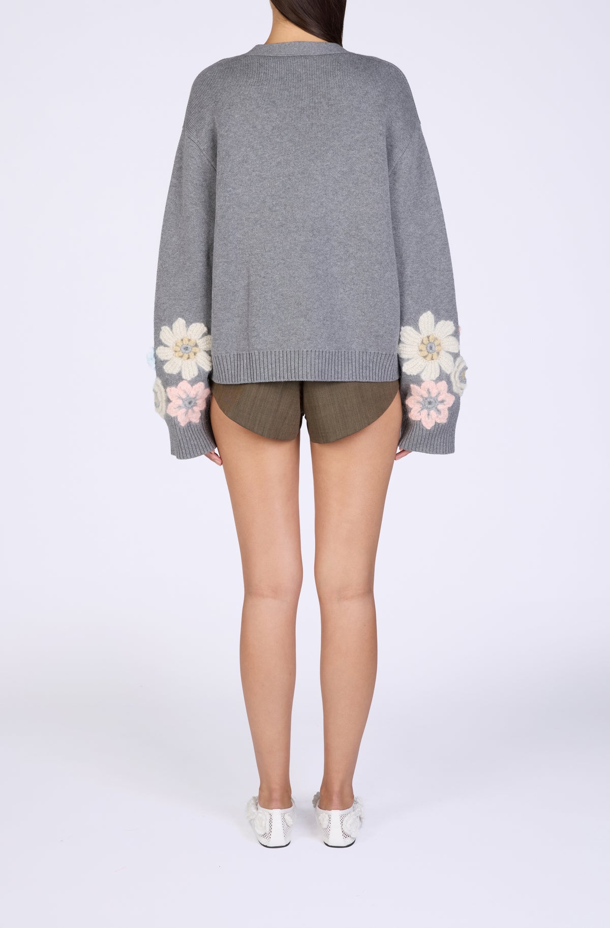 Cotton Cashmere Flower Cardigan