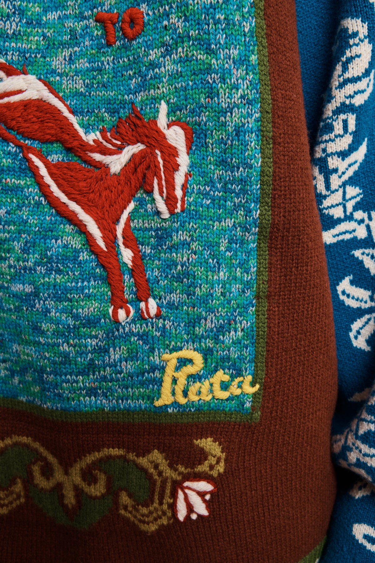 LASSO PATCHWORK KNIT SWEATER
