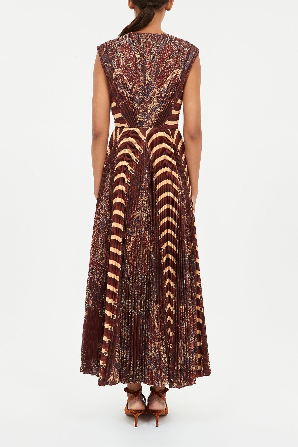 Violeta Pleated Sleeveless Midi Dress