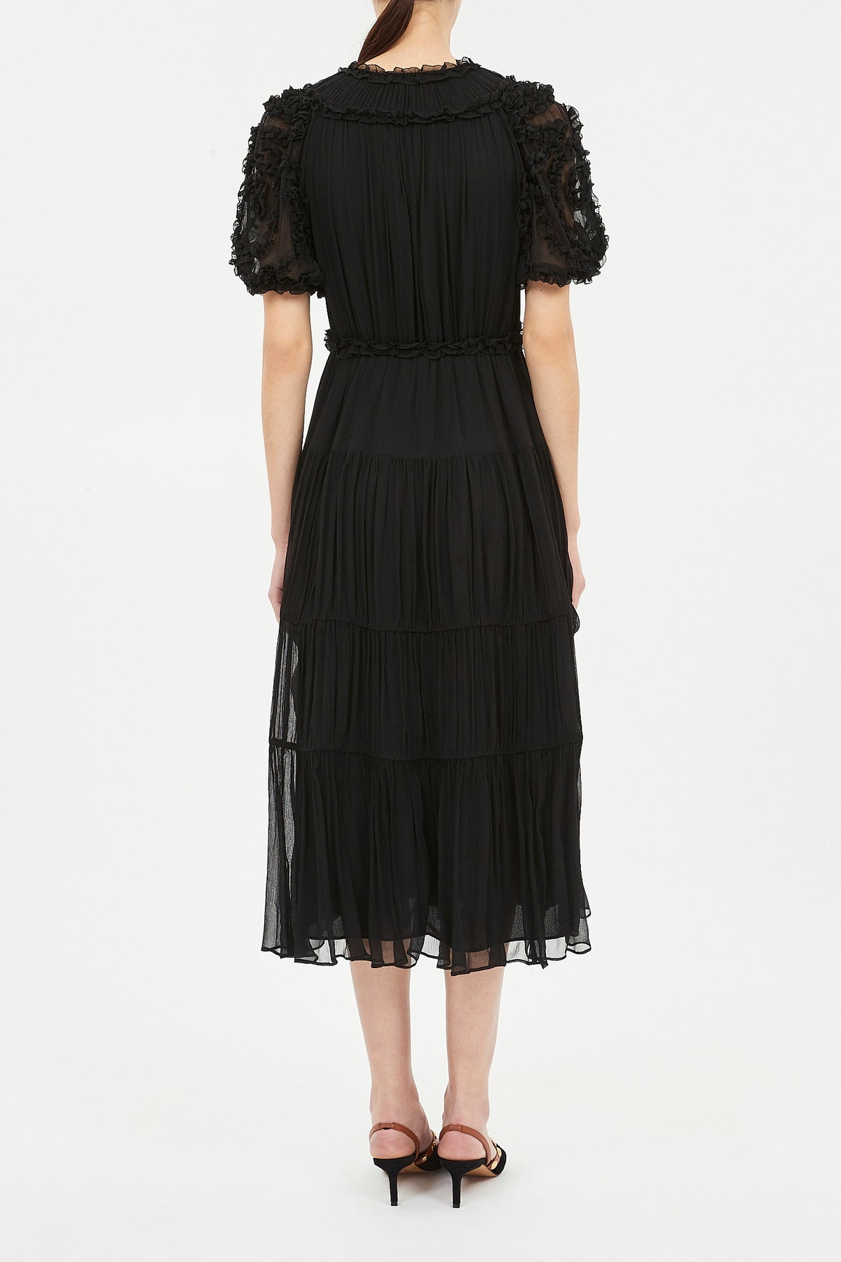 Nan Silk Short Sleeve Midi Dress